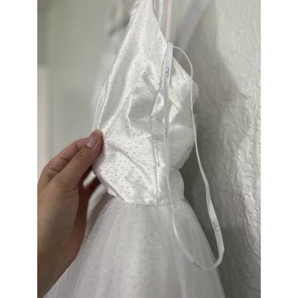 Lulus Spellbinding Beauty White Glitter Sleeveless Tulle Gown - Picture 6 of 14